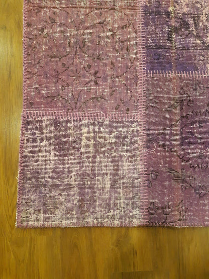 5.6x8, Handmade Wool Turkish Patchwork Rug – Vintage, Bohemian, One-of-a-Kind Area Rug