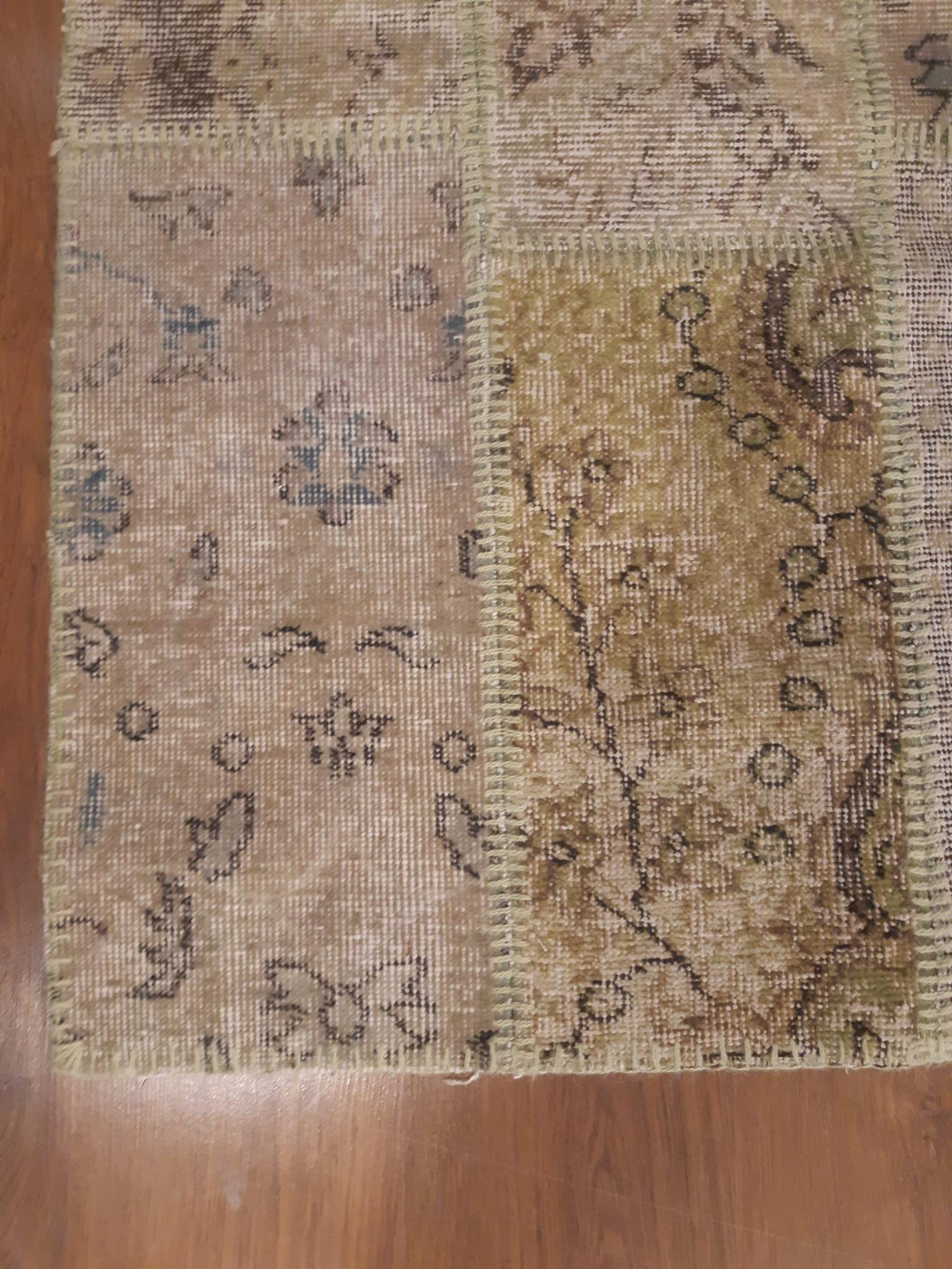 3.3x4.9, Handmade Wool Turkish Patchwork Rug – Vintage, Bohemian, One-of-a-Kind Area Rug