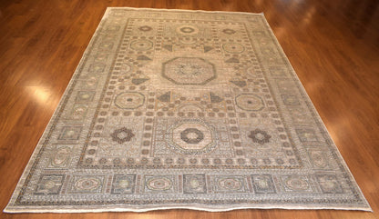 7x10 ft, Distressed Turkish Rug : Classic Bamboo carpet with fine Fringes