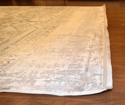 7x10 ft, Gray Classic Mamluk Rug made with Bamboo yarn with Fringes