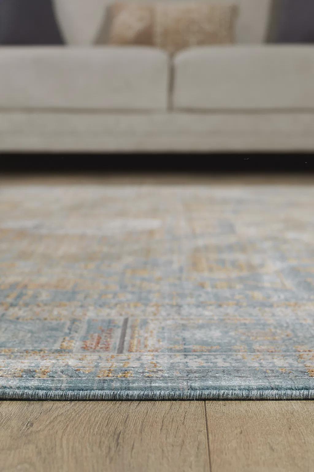 8x11 ft, Blue Viscose Rug: Classic Oriental Medallion desing Bamboo Carpet