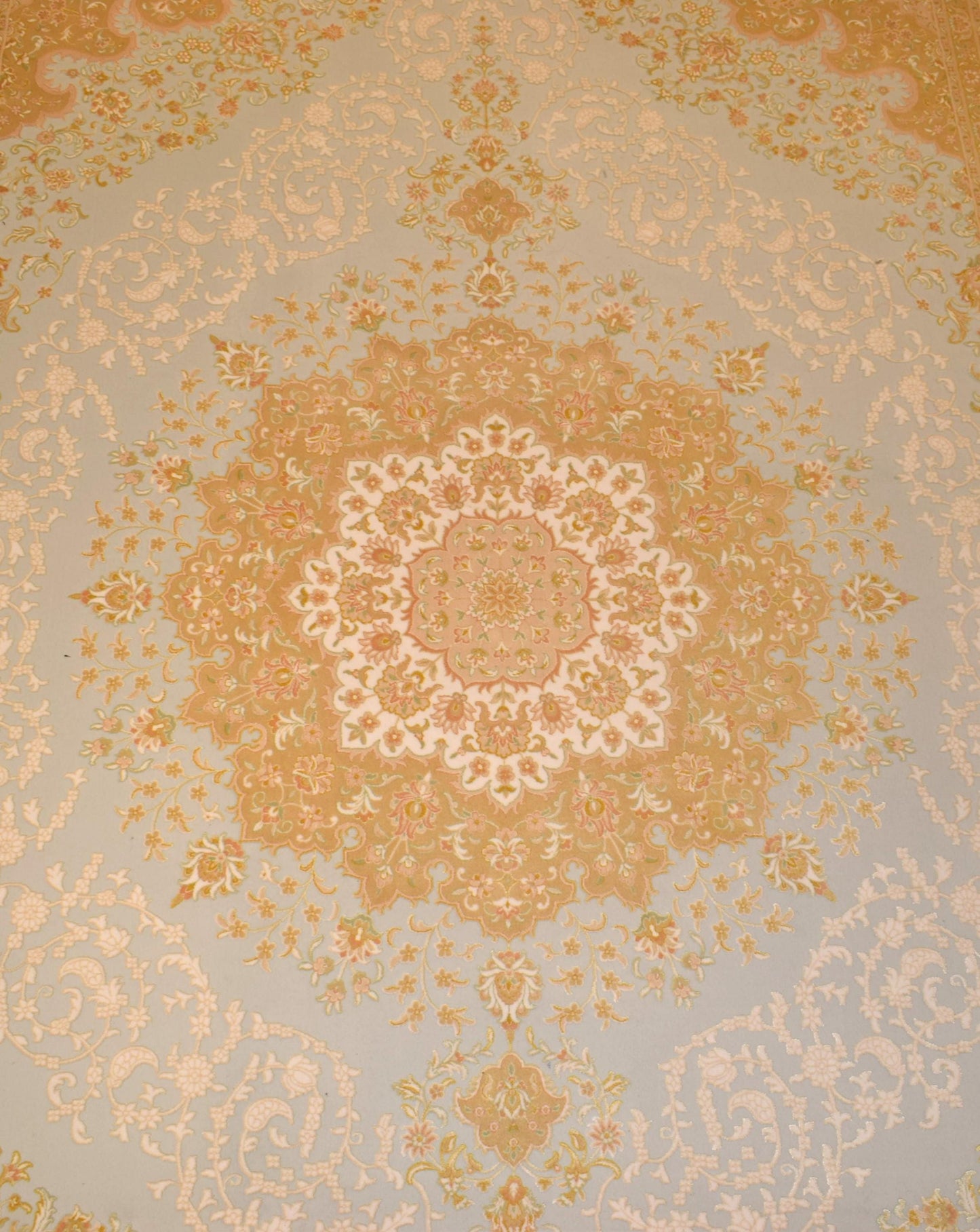 7x10 ft, Classic Oriental blue medallion Rug with fringes