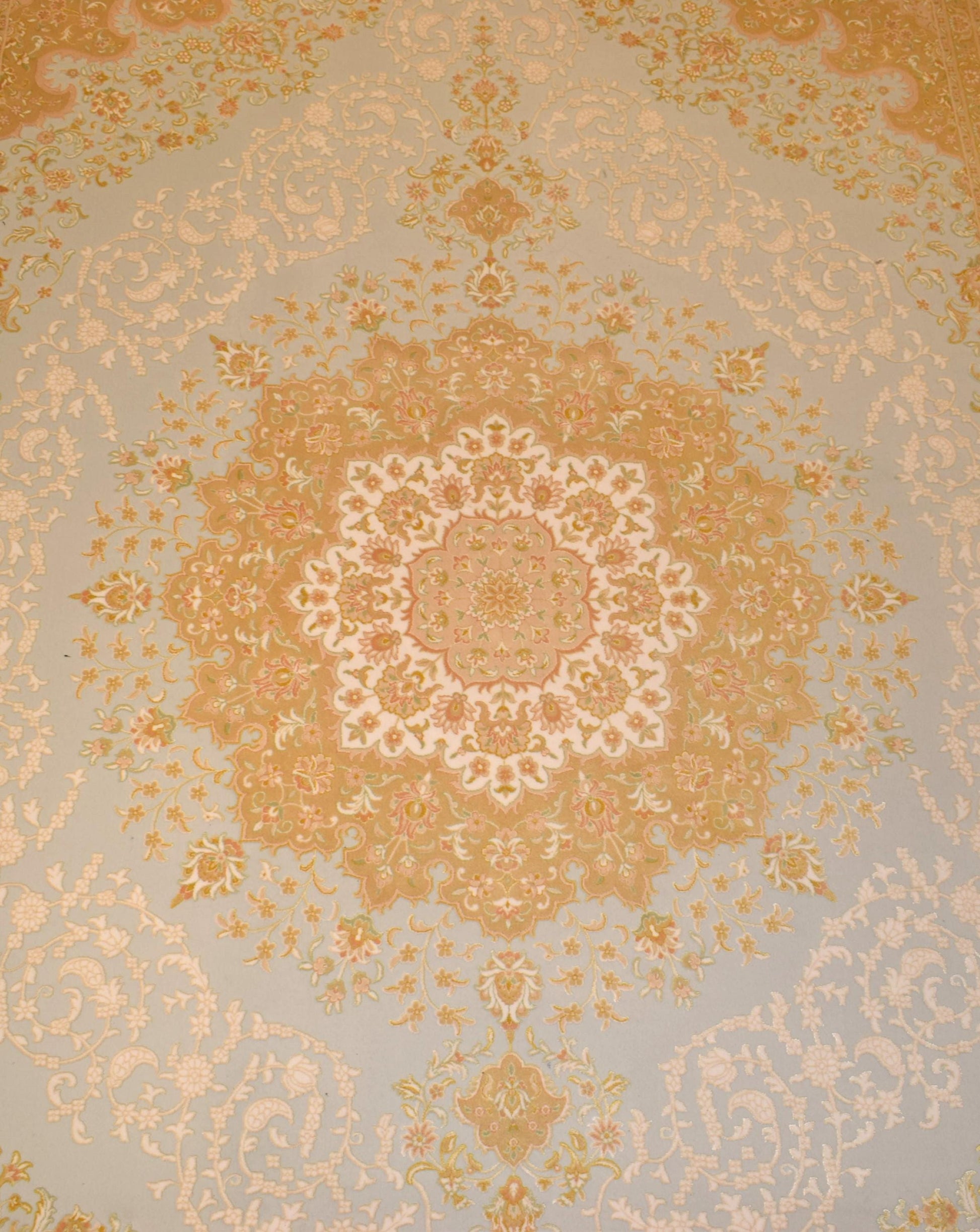 7x10 ft, Classic Oriental blue medallion Rug with fringes