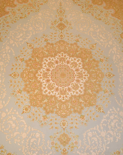 7x10 ft, Classic Oriental blue medallion Rug with fringes