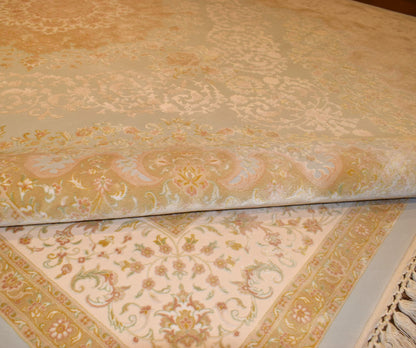 7x10 ft, Classic Oriental blue medallion Rug with fringes