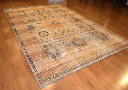 7x10 ft, Brown Classic Mamluk Rug made with viscose yarn