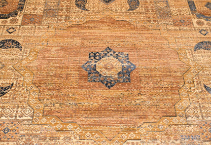 7x10 ft, Brown Classic Mamluk Rug made with viscose yarn
