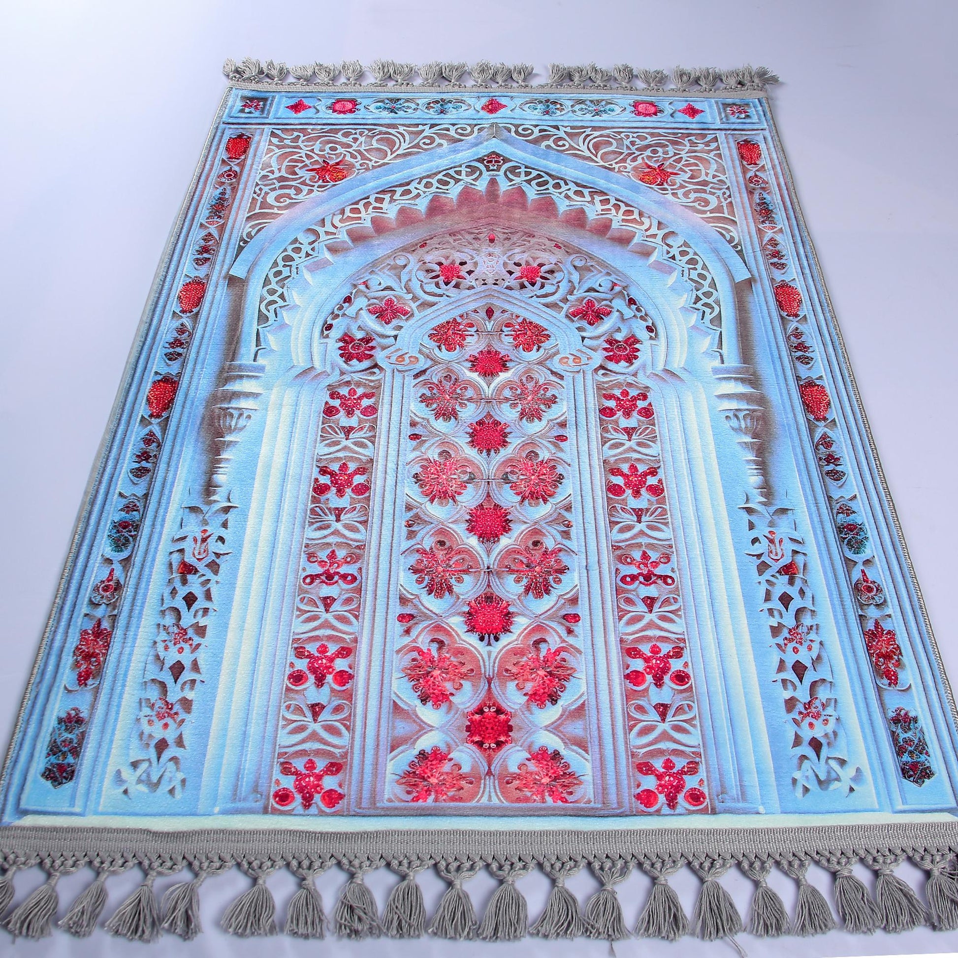 Turkish Prayer Rug, Soft Muslim Prayer Mat, Ottoman Design