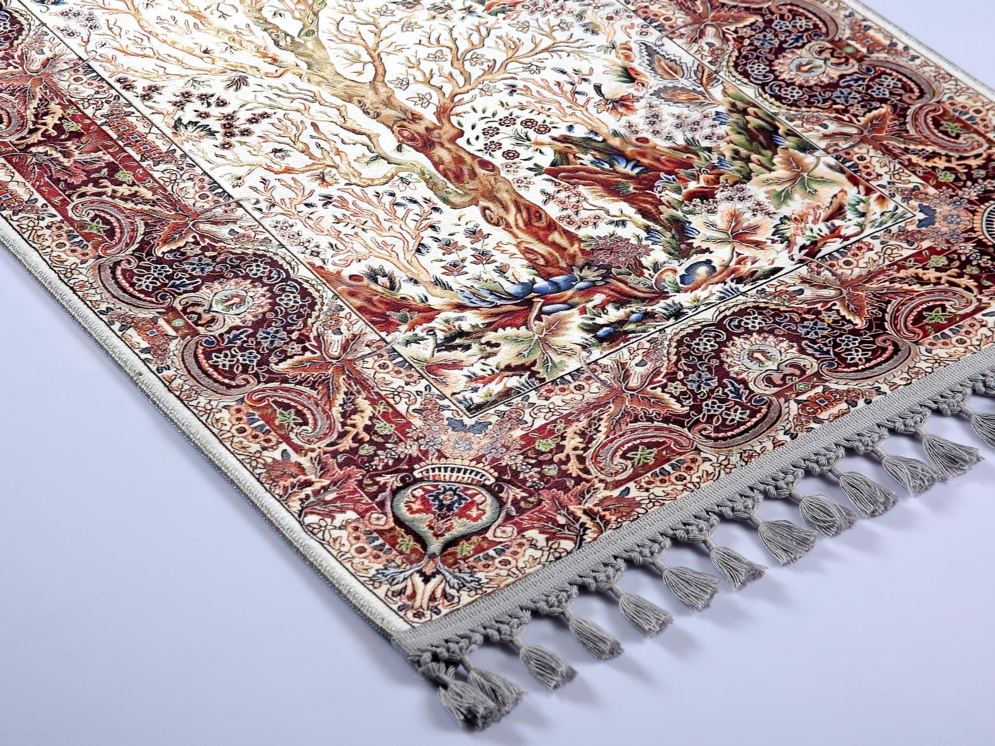 Tree of Life Turkish Prayer Rug – Islamic Mat with Tassels