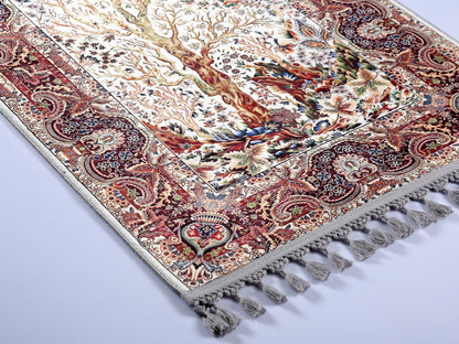Tree of Life Turkish Prayer Rug – Islamic Mat with Tassels