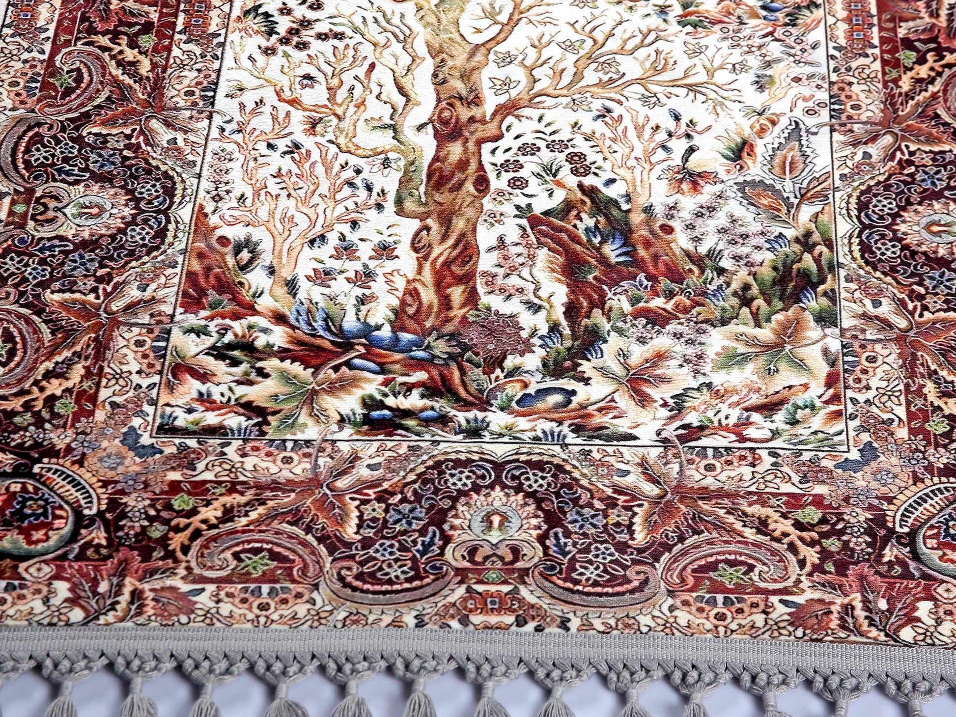 Tree of Life Turkish Prayer Rug – Islamic Mat with Tassels
