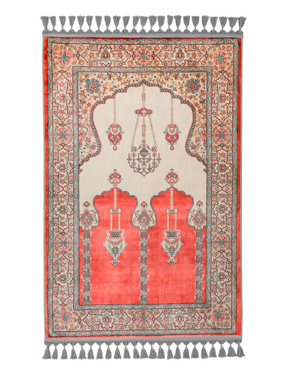 Turkish Prayer Rug, Soft Muslim Prayer Mat, Ottoman Design