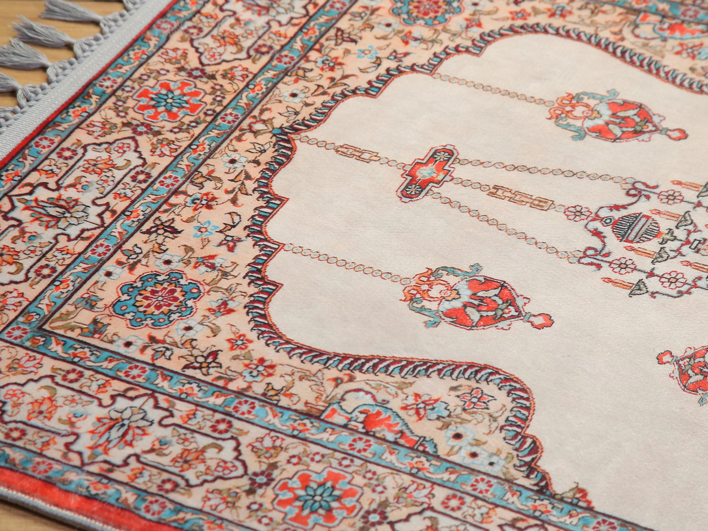 Turkish Prayer Rug, Soft Muslim Prayer Mat, Ottoman Design