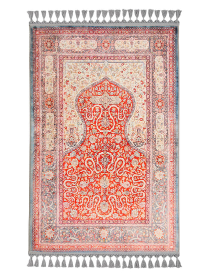 Turkish Prayer Rug, Soft Muslim Prayer Mat, Ottoman Design