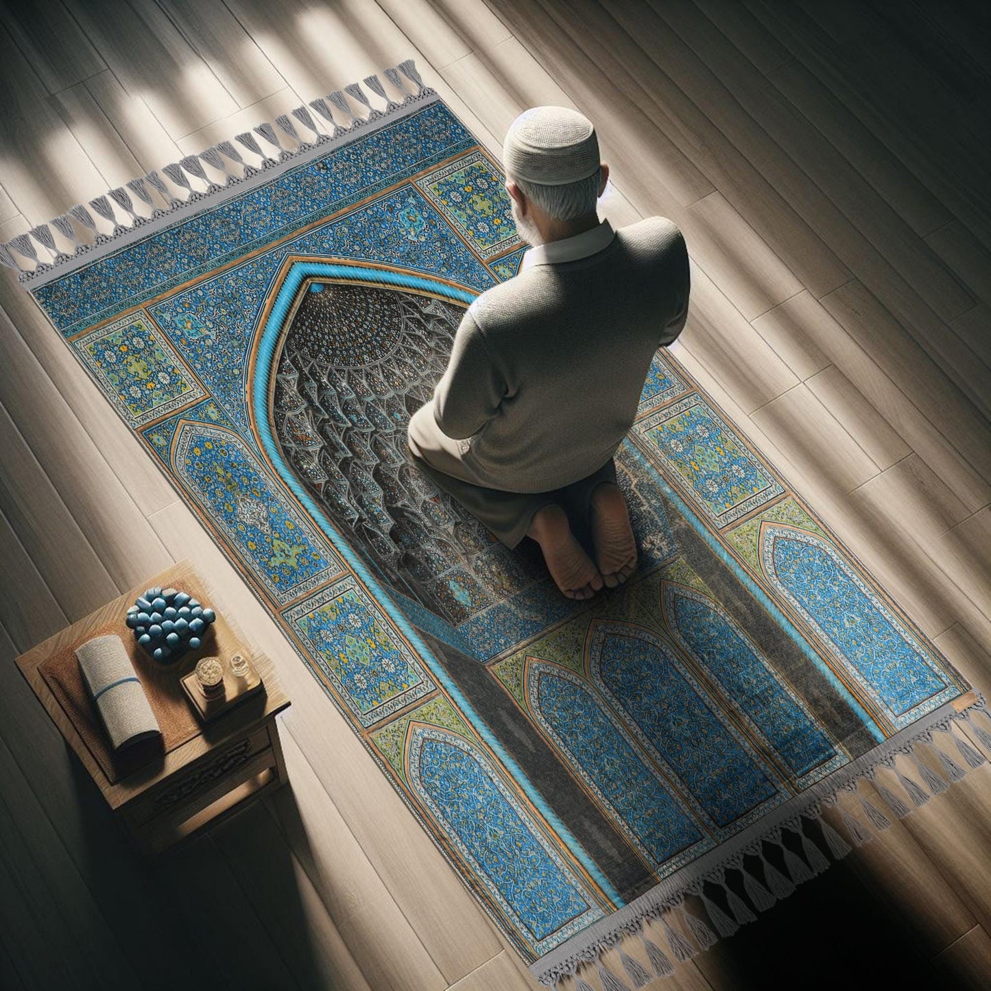 Turkish Prayer Rug, Ottoman Design, Soft Muslim Prayer Mat