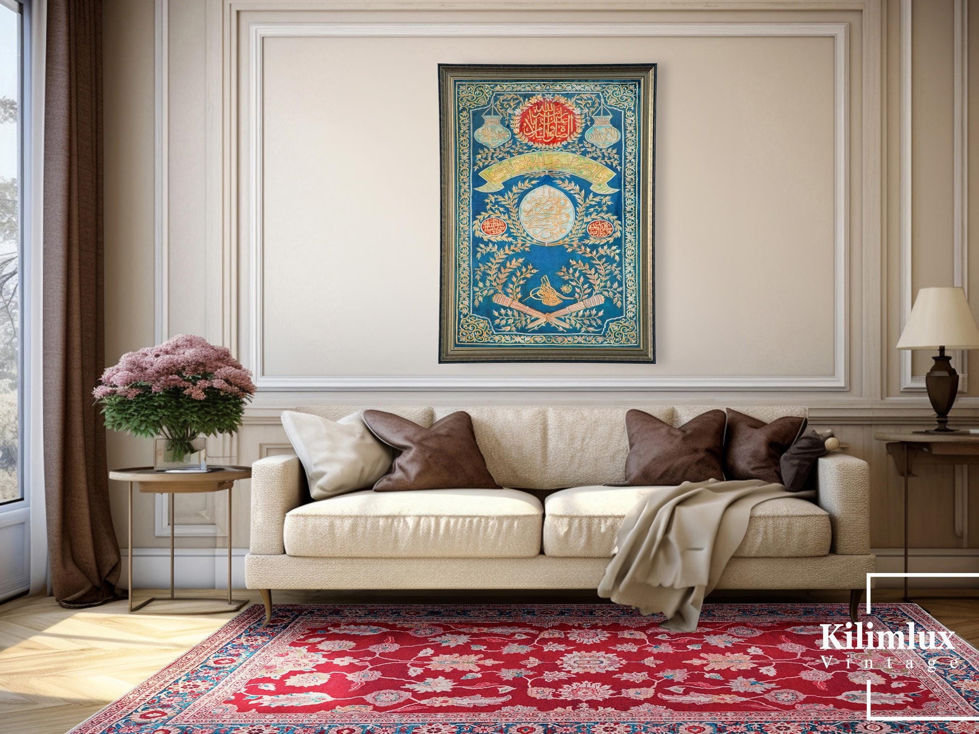Turkish Prayer Rug, Ottoman Design Seccade, Soft Muslim Prayer Mat
