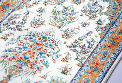 Turkish Prayer Rug, Soft Muslim Prayer Mat, Ottoman Floral Design