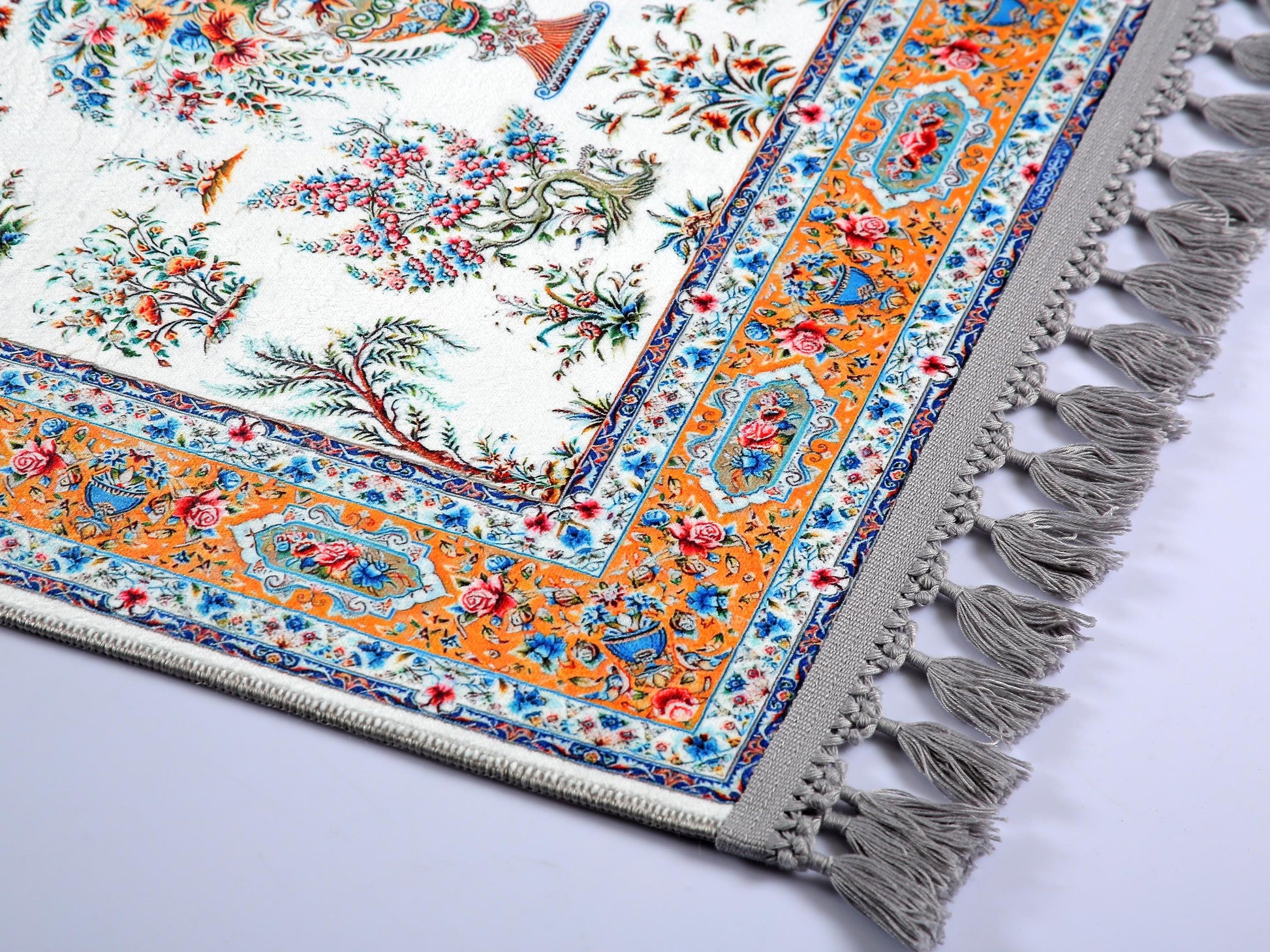 Turkish Prayer Rug, Soft Muslim Prayer Mat, Ottoman Floral Design