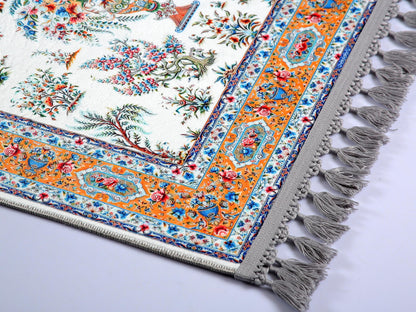 Turkish Prayer Rug, Soft Muslim Prayer Mat, Ottoman Floral Design