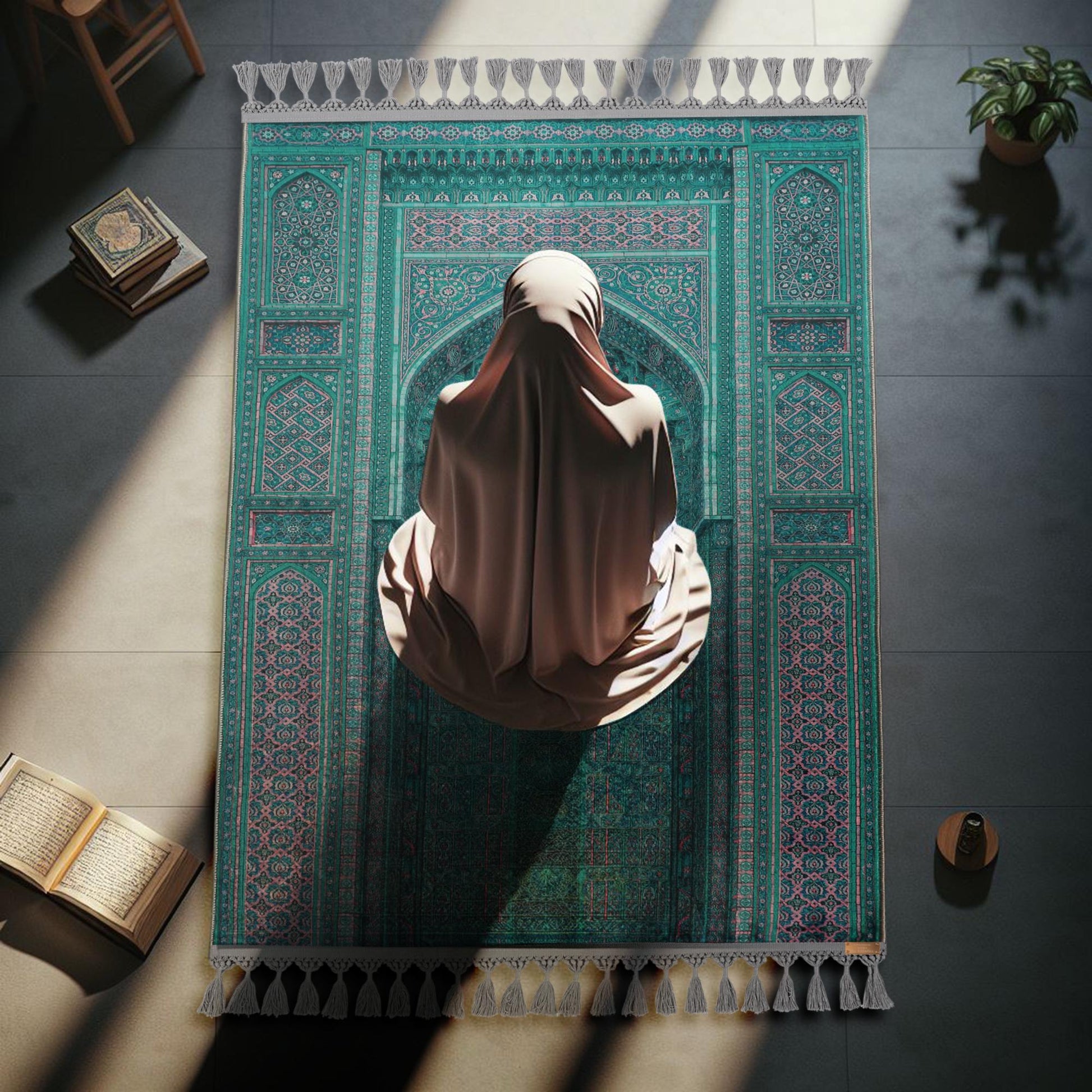 Turkish Prayer Rug, Ottoman Design Muslim Prayer Mat
