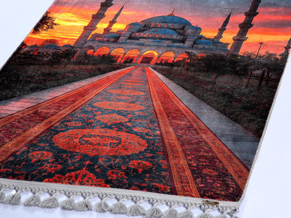 Turkish Prayer Rug, Ottoman Design Muslim Prayer Mat
