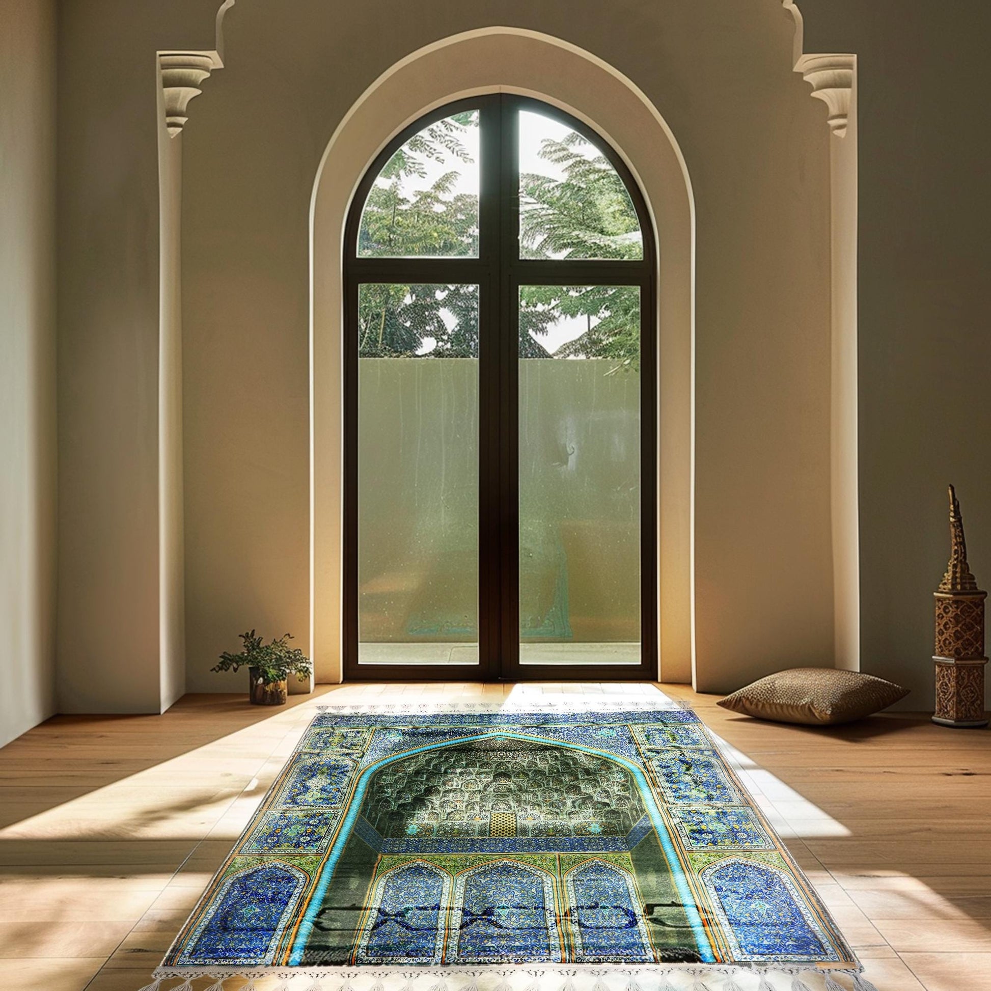 Turkish Prayer Rug, Ottoman Design, Soft Muslim Prayer Mat