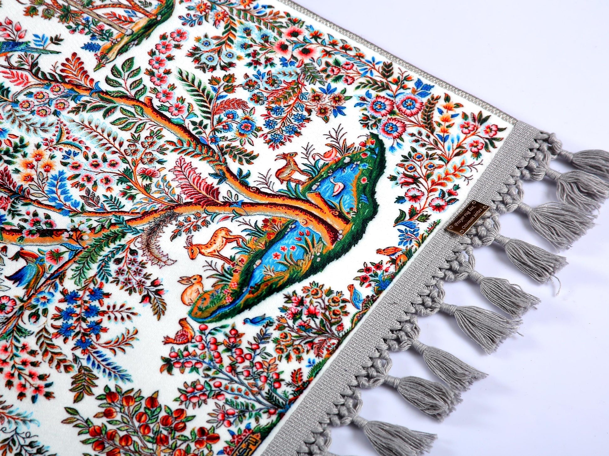 Turkish Prayer Rug, Ottoman Design, Soft Muslim Prayer Mat with Fringes