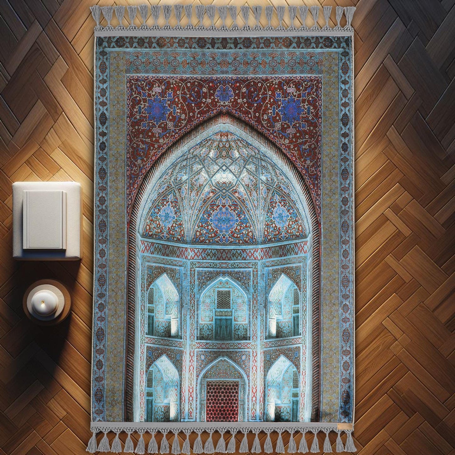 Turkish Prayer Rug, Soft Muslim Prayer Mat, Ottoman Design