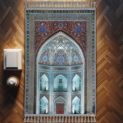 Turkish Prayer Rug, Soft Muslim Prayer Mat, Ottoman Design