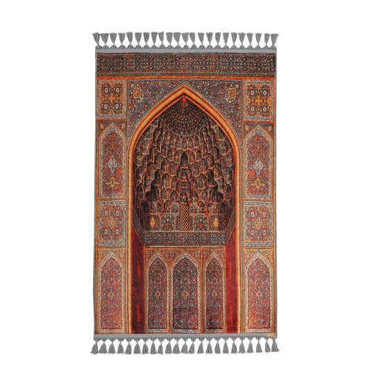 Turkish Prayer Rug, Traditional Ottoman Design, Soft Muslim Prayer Mat