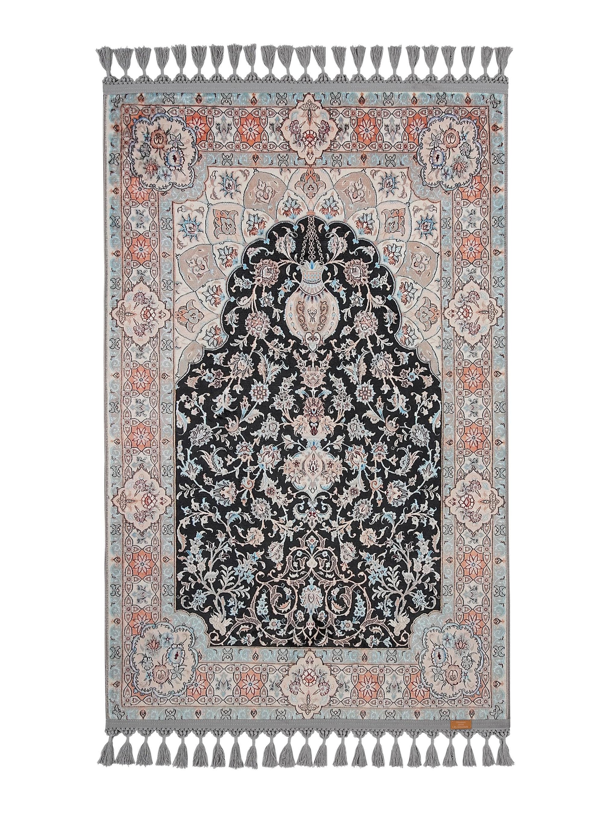 Turkish Prayer Rug, Soft Muslim Prayer Mat, Ottoman Design