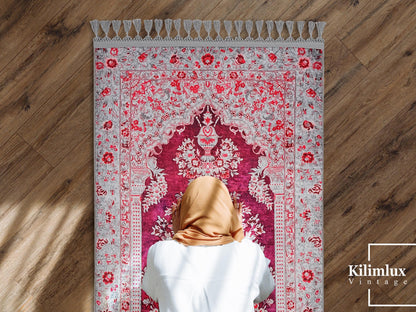 Turkish Prayer Rug, Ottoman Design Muslim Prayer Mat