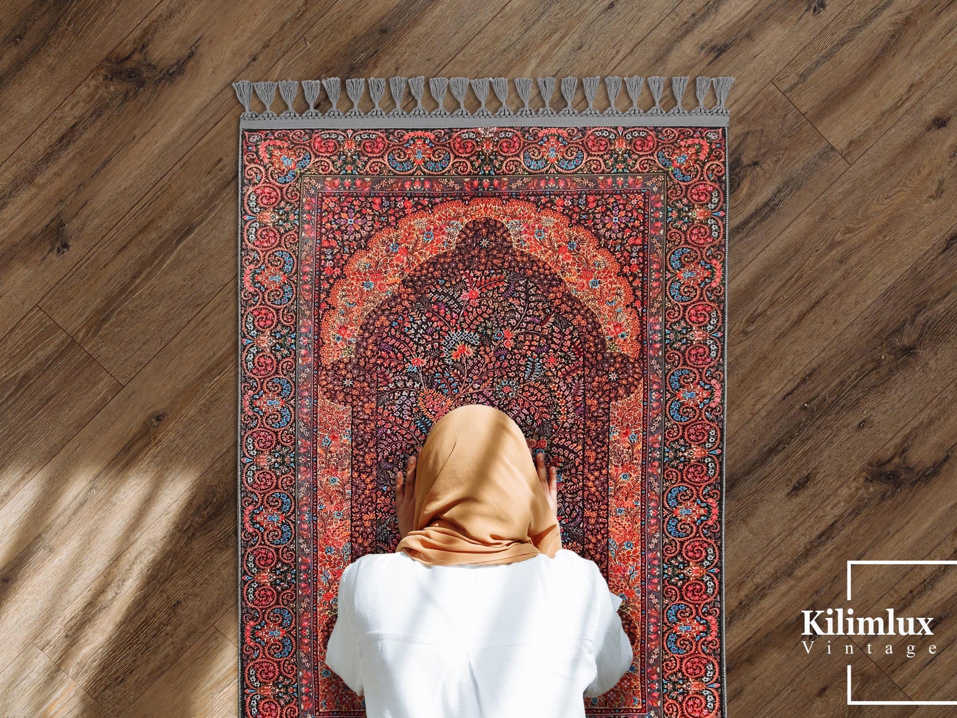 Turkish Prayer Rug, Ottoman Design, Soft Muslim Prayer Mat