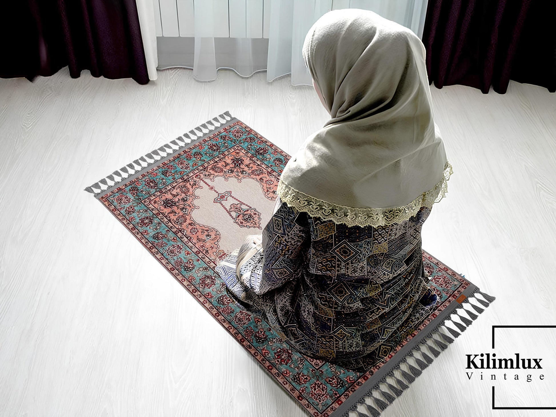 Turkish Prayer Rug, Ottoman Design, Muslim Prayer Mat