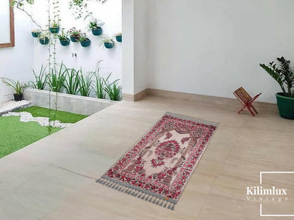 Turkish Prayer Rug, Ottoman Floral Design, Soft Muslim Prayer Mat