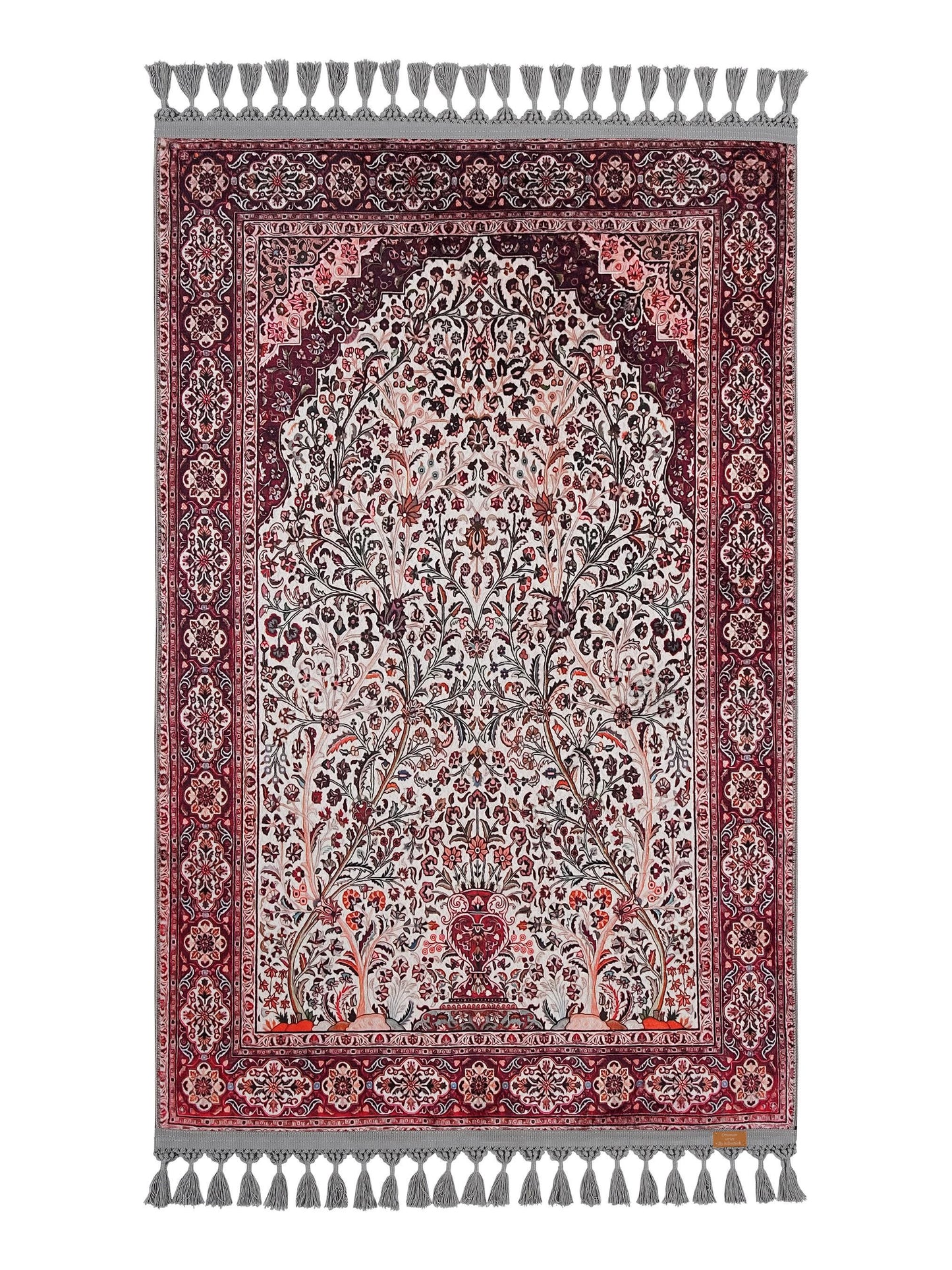 Ottoman Turkish Prayer Rug, Soft Muslim Seccade with Tassels