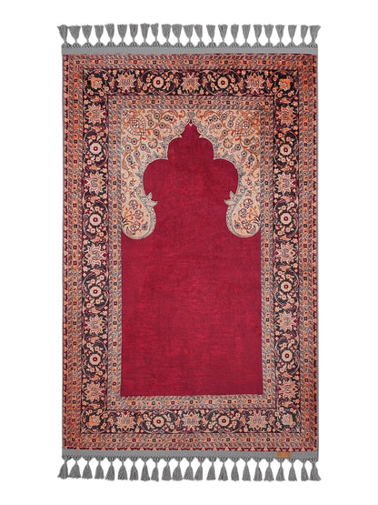 Turkish Prayer Rug, Soft Muslim Prayer Mat, Traditional Ottoman Design