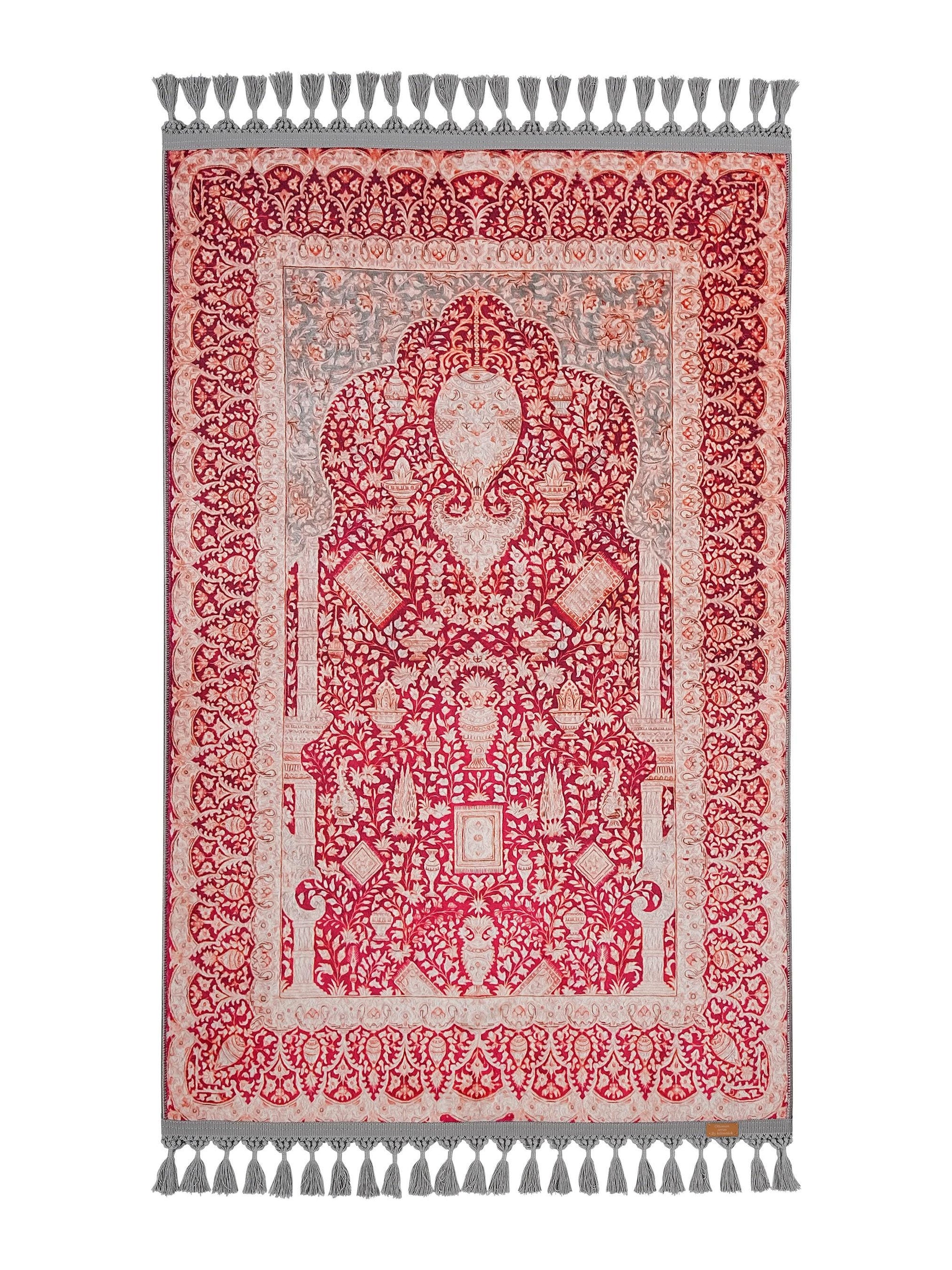 Turkish Prayer Rug, Soft Muslim Prayer Mat, Ottoman Design