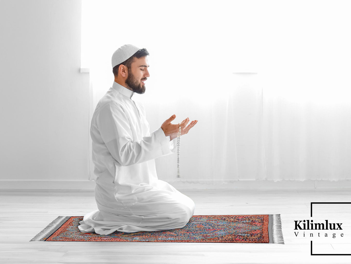 Turkish Prayer Rug, Ottoman Design, Soft Muslim Prayer Mat