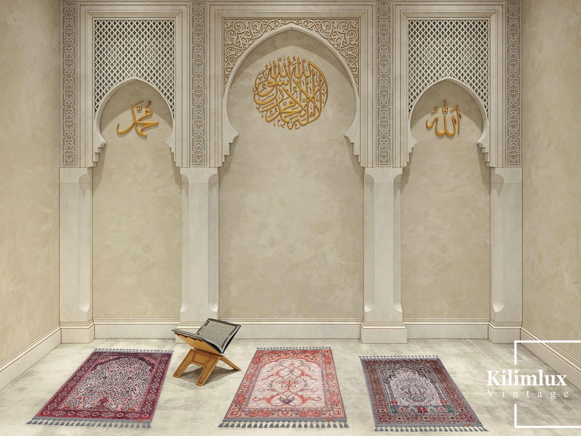 Turkish Prayer Rug, Ottoman Design, Soft Muslim Prayer Mat
