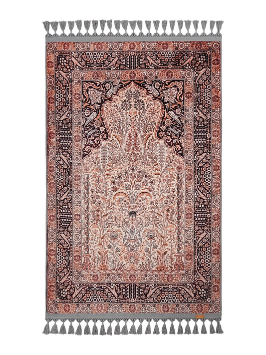 Turkish Prayer Rug, Soft Muslim Prayer Mat, Ottoman Design