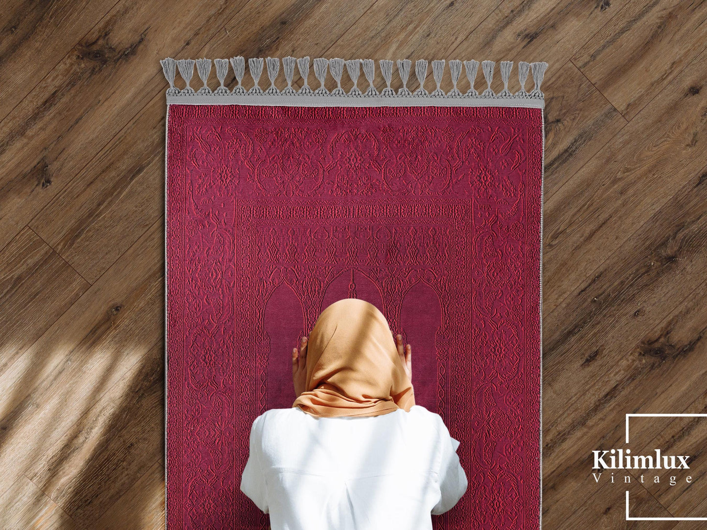Turkish Prayer Rug, Ottoman Design, Soft Muslim Prayer Mat