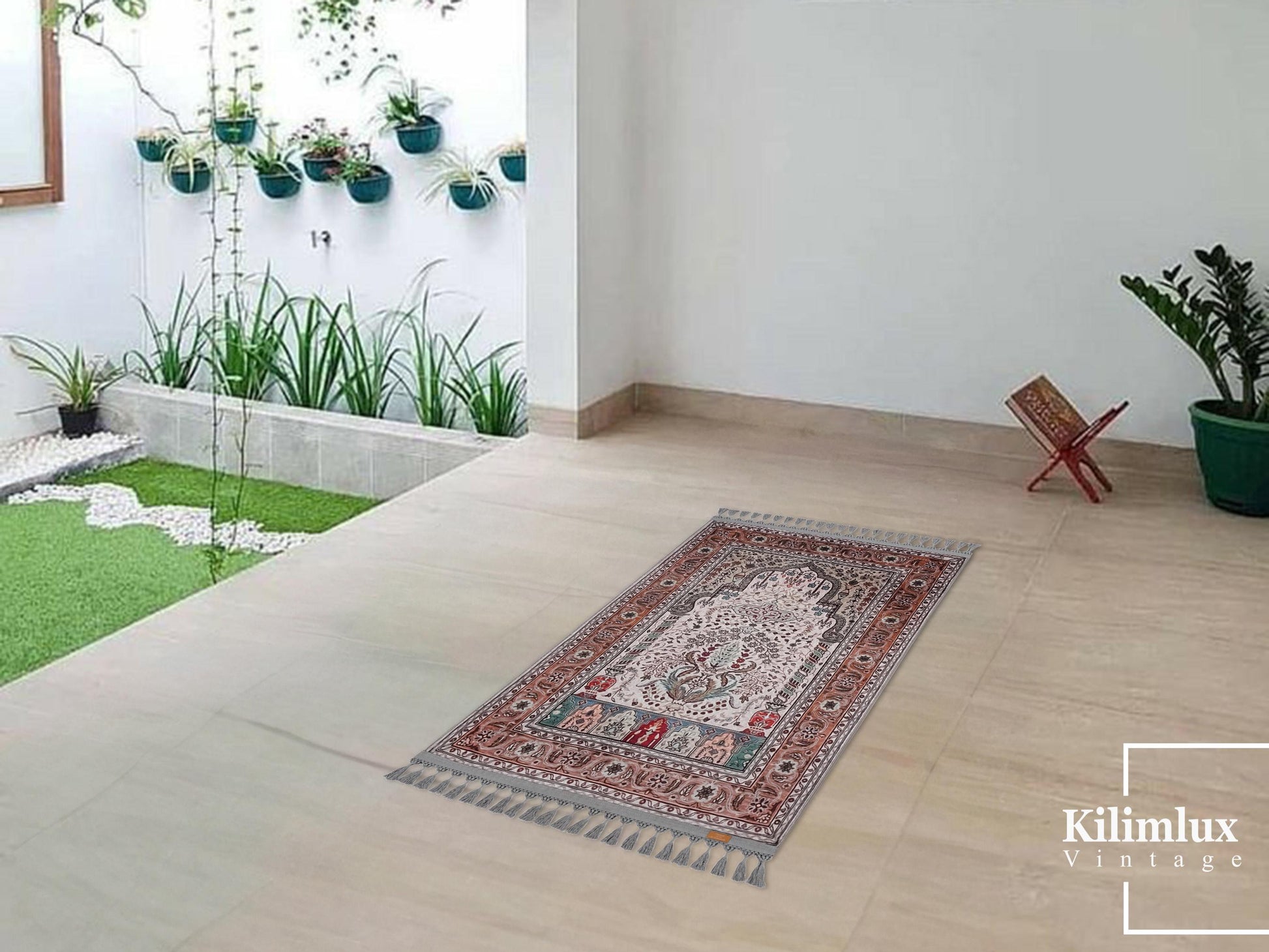 Turkish Prayer Rug, Soft Muslim Prayer Mat, Ottoman Design