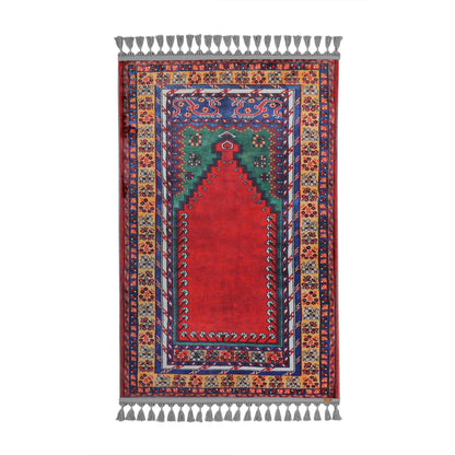 Turkish Prayer Rug, Soft Muslim Prayer Mat, Ottoman Design