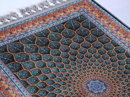 Turkish Prayer Rug, Traditional Ottoman Design, Soft Muslim Prayer Mat
