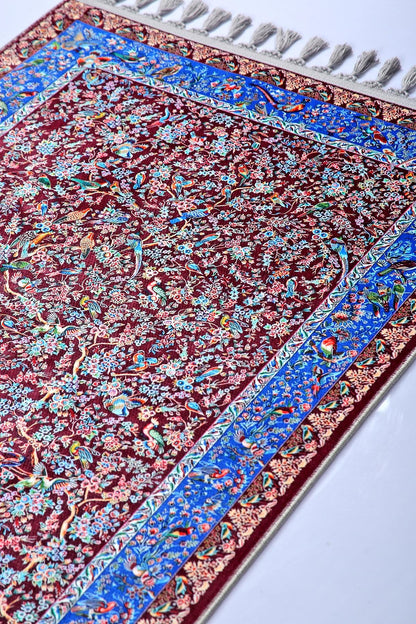 Turkish Prayer Rug, Soft Muslim Prayer Mat, Ottoman Design