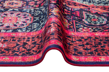 Vintage Purple oriental Mamluk Rug: Washable Red Area Carpet with Tassels