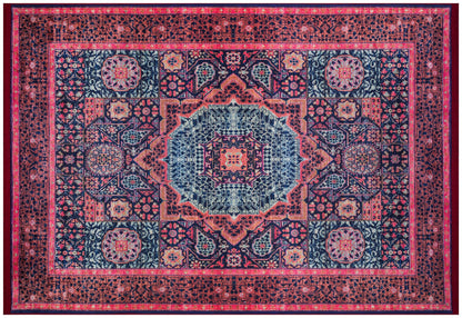 Vintage Purple oriental Mamluk Rug: Washable Red Area Carpet with Tassels