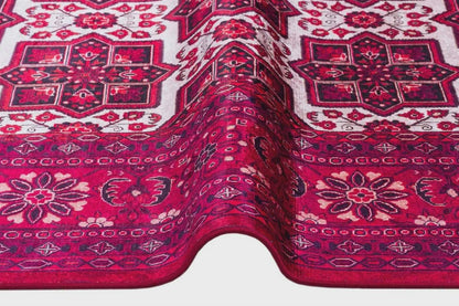 Vintage Red Oriental Afghan Rug: Washable Living Room Carpet with Tassels