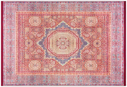 Vintage Oriental Mamluk Rug: Washable Red Carpet with Tassels